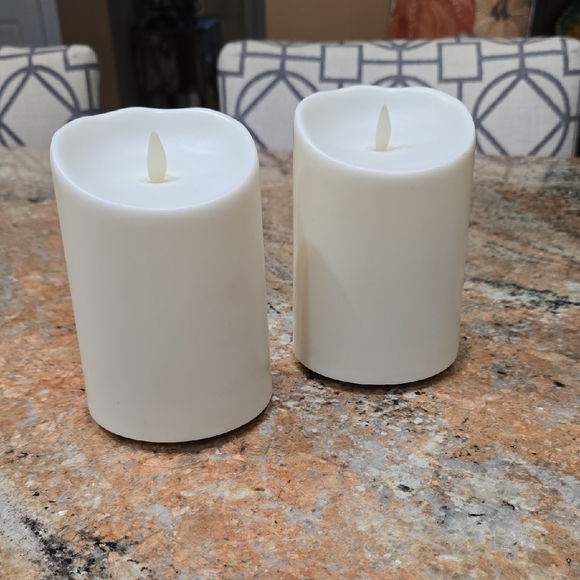 Elegant Cream Luminara 5 1/2" Tall Flameless Candles Set Of 2 - Picture 1 of 3